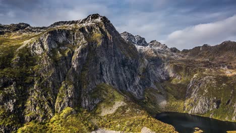 a massive mountain range dominating the landscape