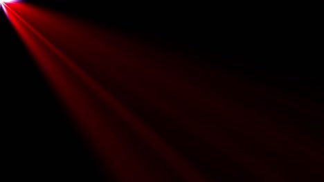 red flare light beam effect seamless loop abstract background. 4k 3d abstract light motion titles cinematic background. red light beams shining from top left for film screen overlay, stage backdrop.