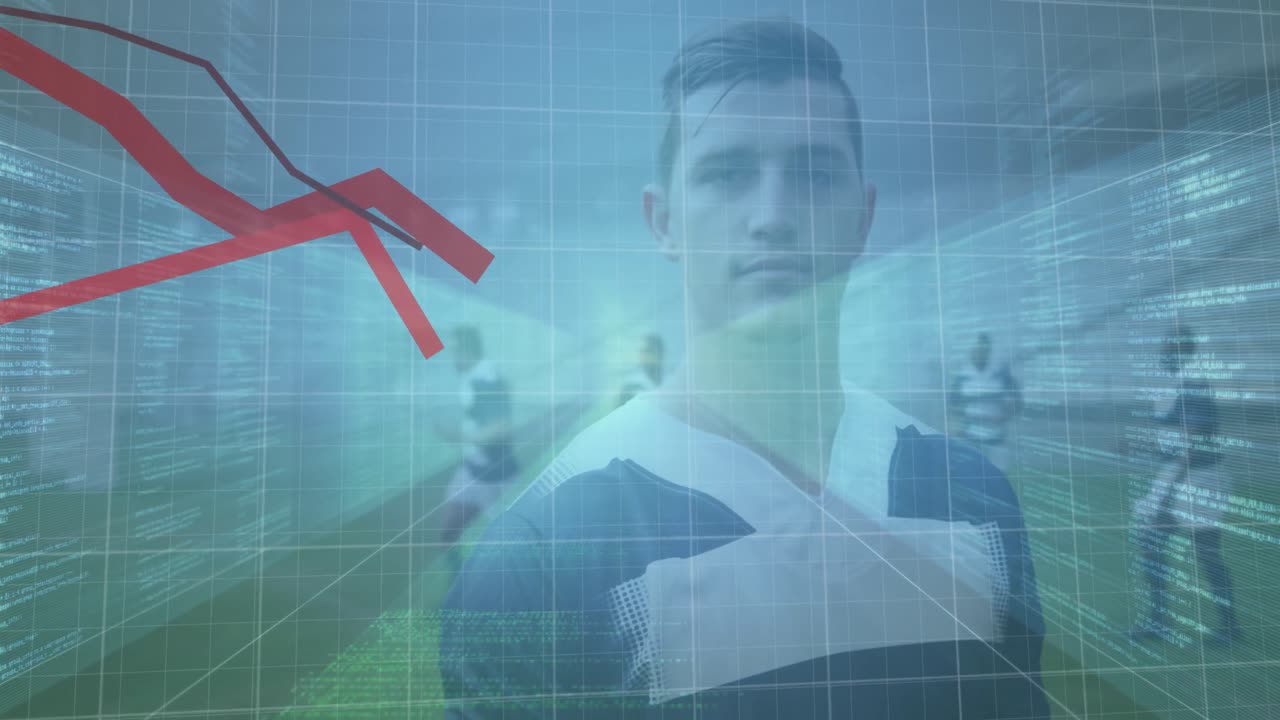 animación del procesamiento de datos financieros sobre jugadores de fútbol