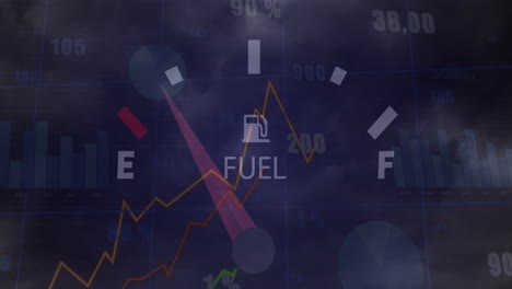 Animation-Des-Tachos-Und-Statistische-Datenverarbeitung-Vor-Dunklen-Wolken-Am-Himmel