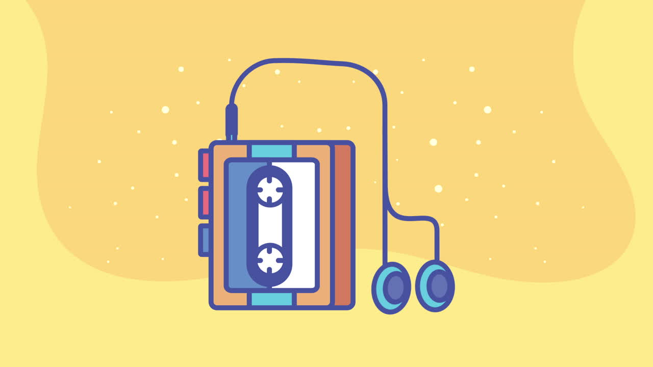 헤드폰과 함께 빈티지 카세트 플레이어