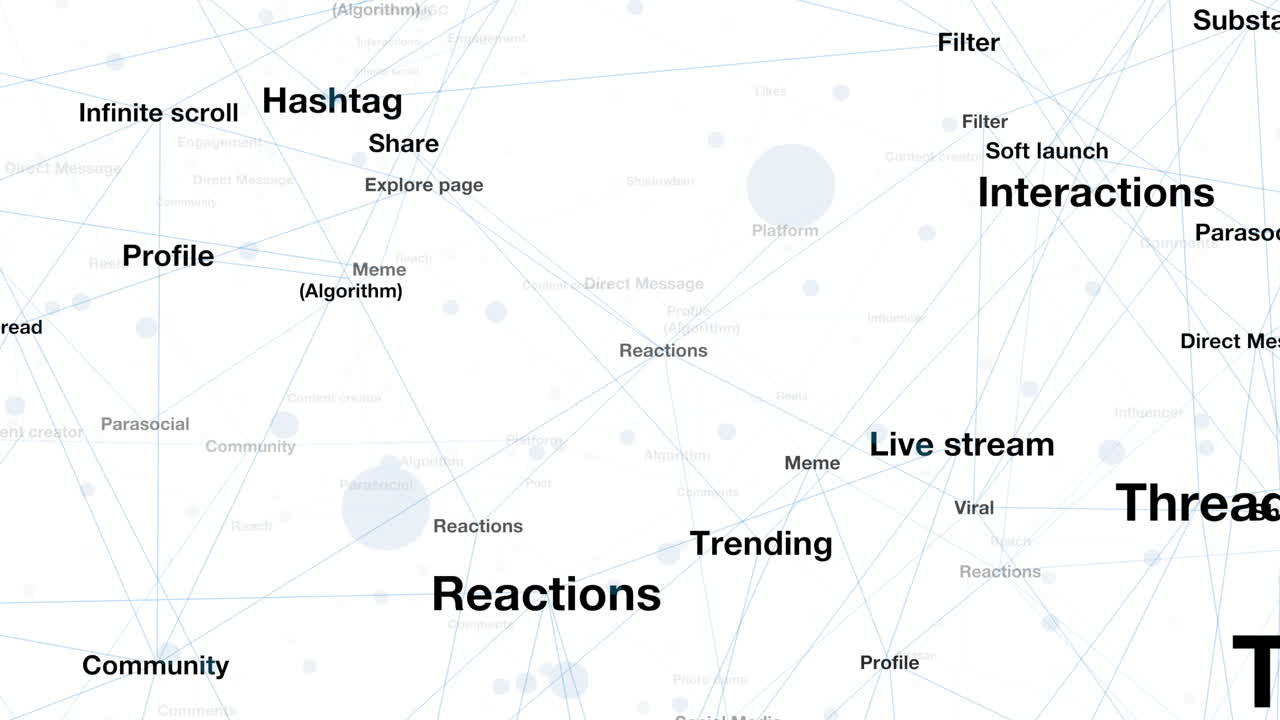 Social Media 3D semantic field on lexical Glossary network overlay