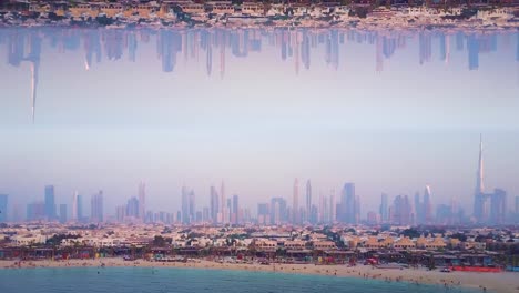 paisaje urbano de dubai con reflejo invertido