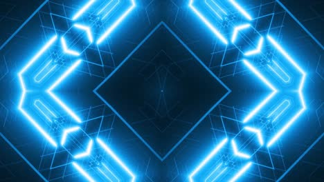 neon blue geometric kaleidoscope pattern