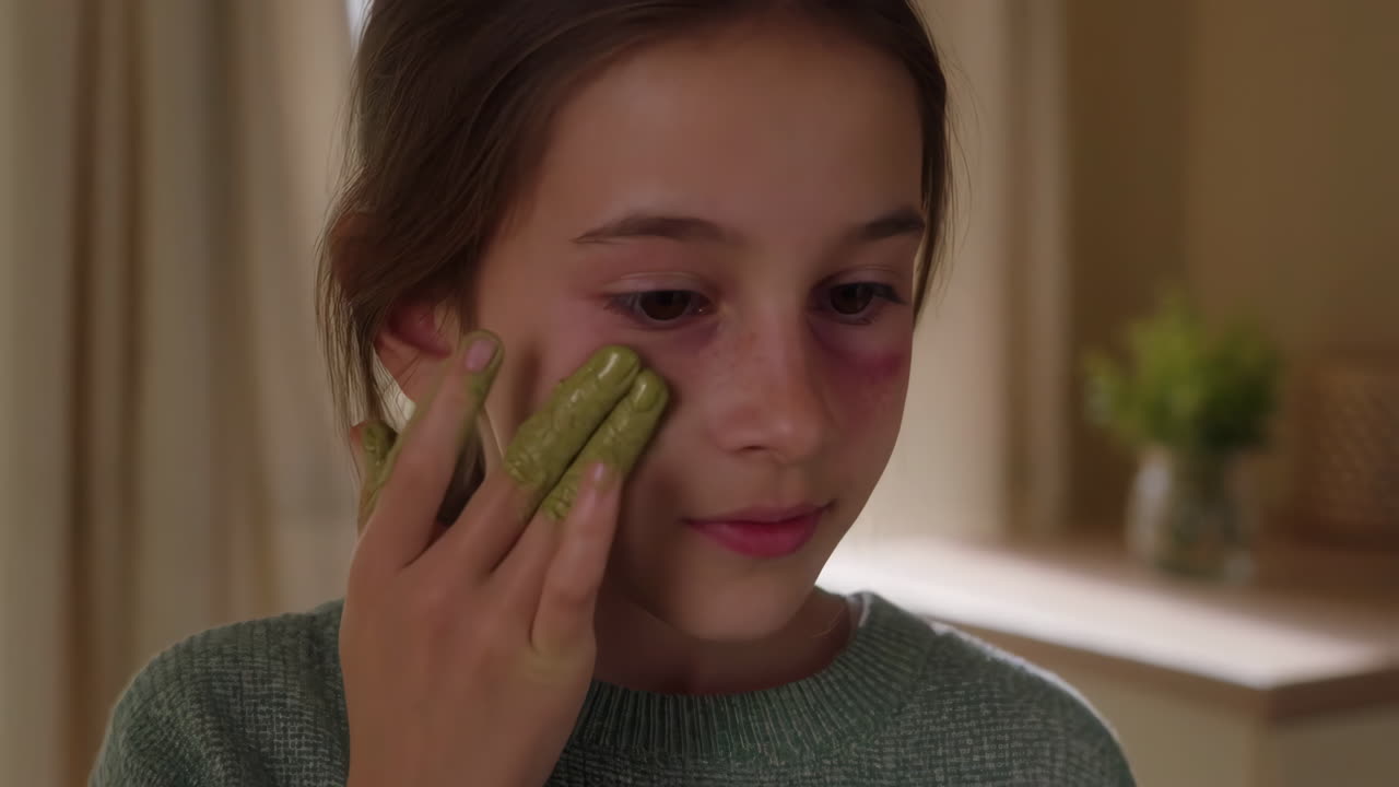 Young Girl Applying Face Mask