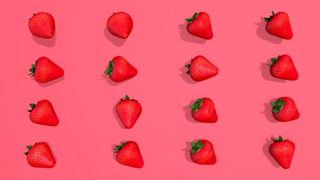 colorful pattern with strawberry fruits - 3d elements, 4k loopableless loop isolated, perfect for digital composition