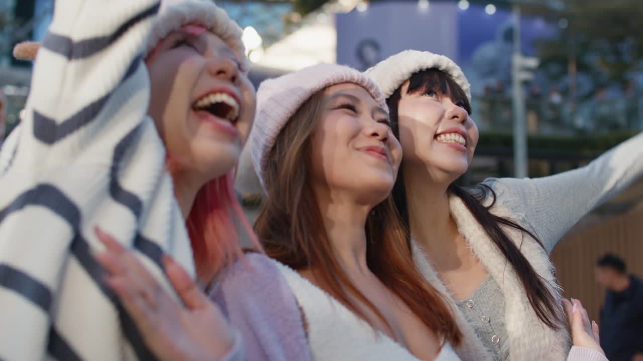 Group of women having fun in winter