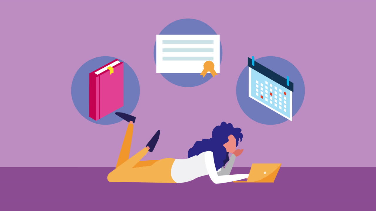 education online with female student using laptop