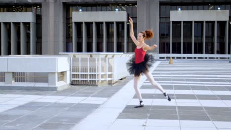 ballet dancer practicing on pavement 4k