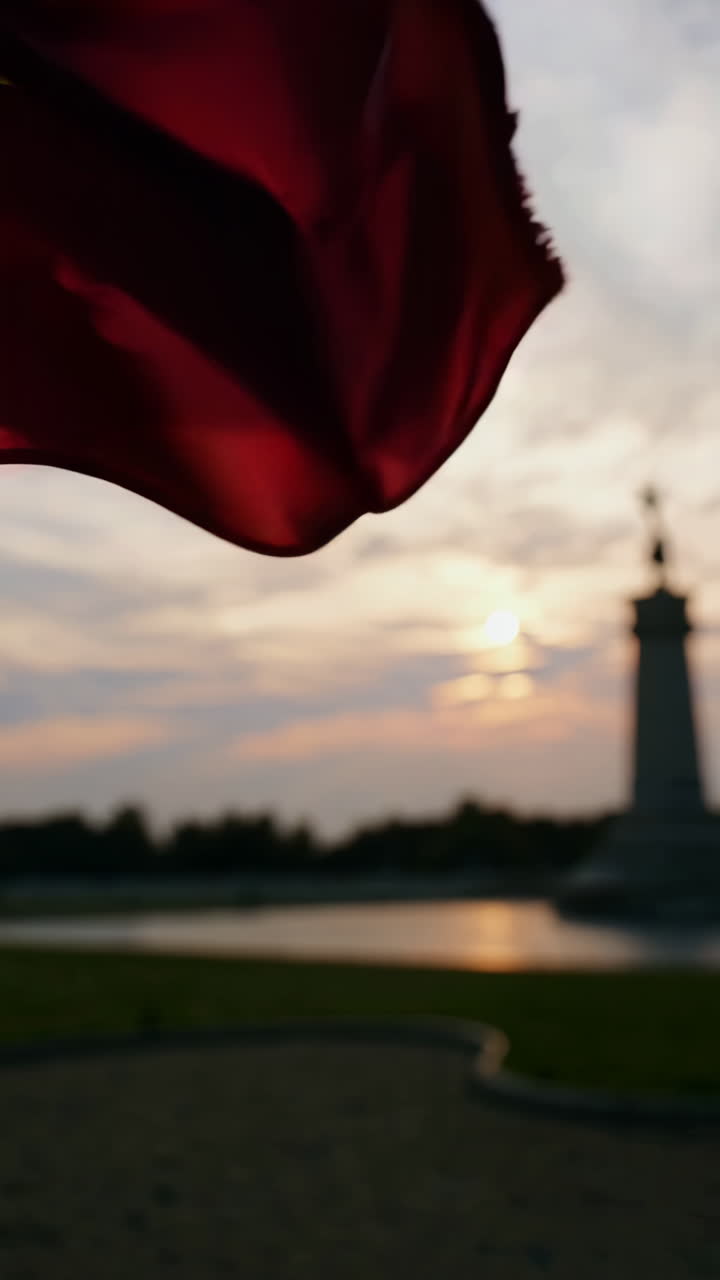 Chinese Flag at Sunset