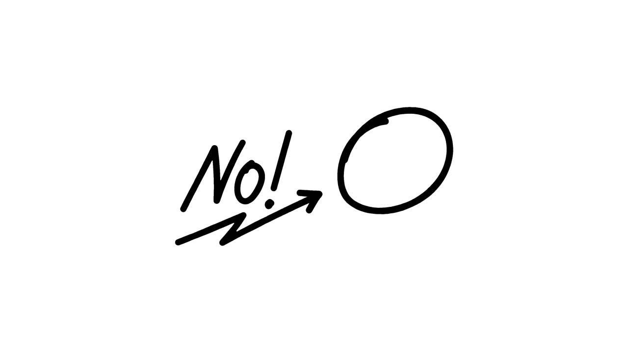 Hand-Drawn Animation of 'No!' Changing to 'Yes!' with Circle and Arrow