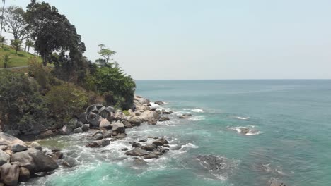 Waves-washing-on-coastline-rocks