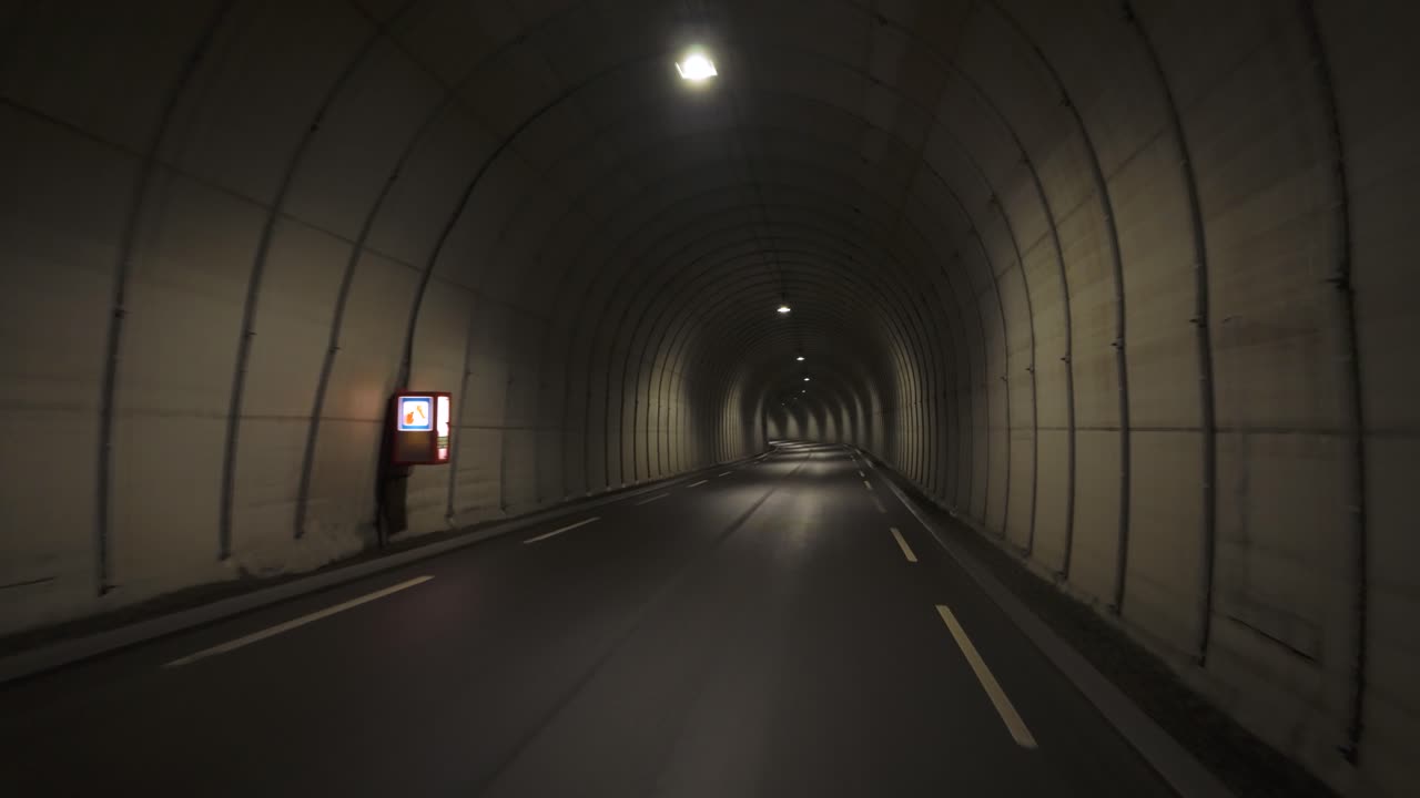 POV From Vehicle Traveling Through Eiksund Tunnel In More og Romsdal County, Norway