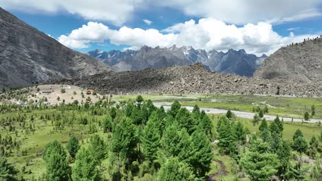 Aerial-Establishing-Shot-Of-Basho-Valley-In-Skardu-On-Clear-Day