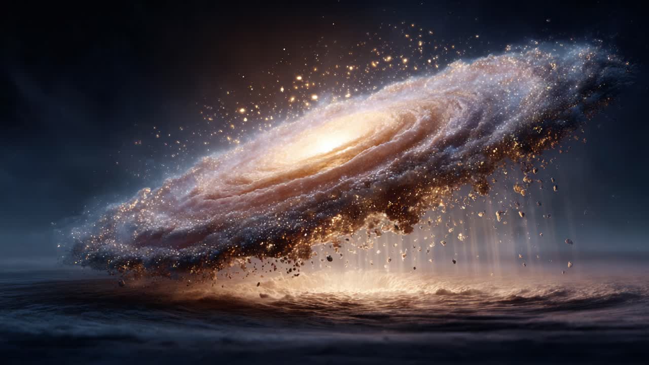 A Stunning Cosmic Display: A Glorious Spiral Galaxy Emanating Starlight and Cosmic Dust, Capturing the Majesty of the Universe in Two Dynamic Frames