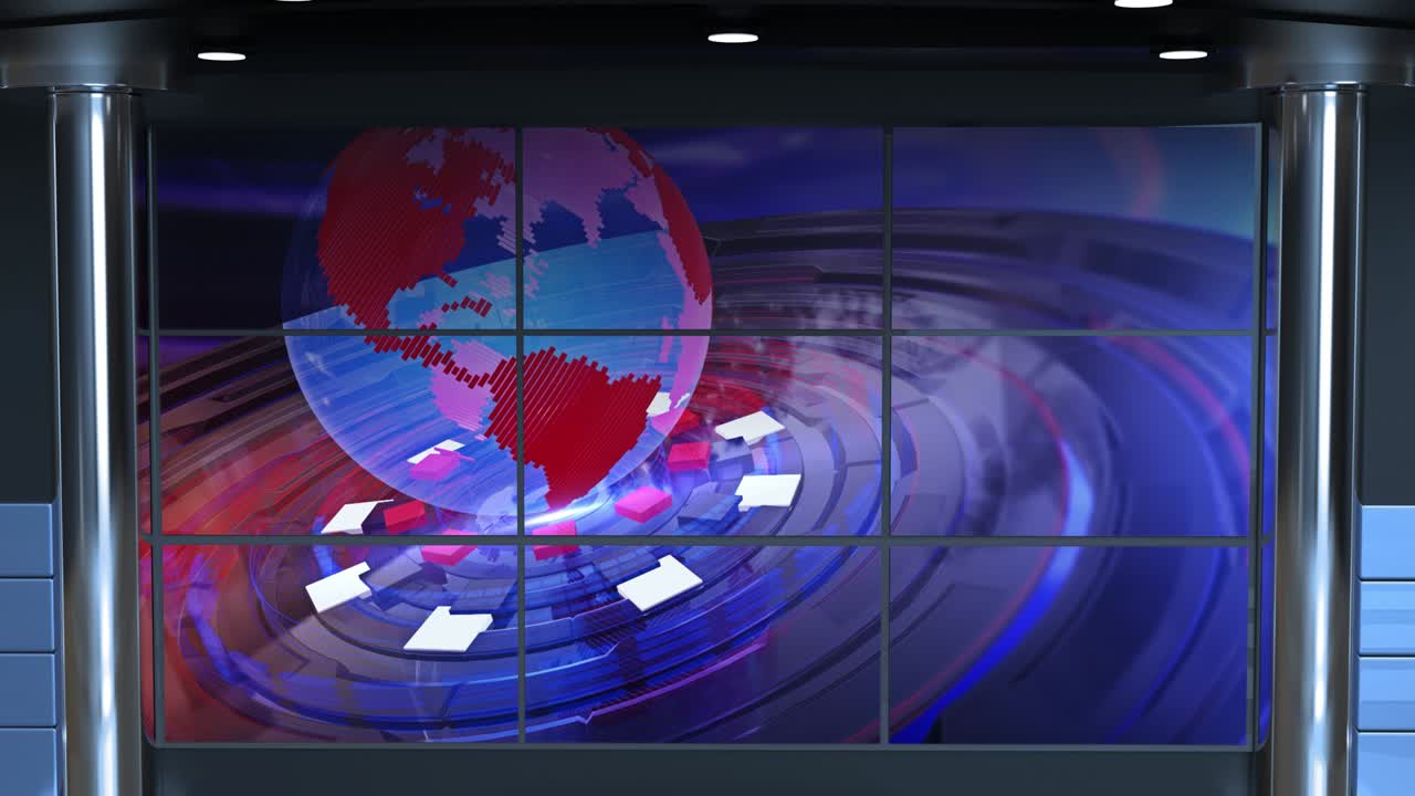 el bucle de fondo del estudio de noticias virtual en 3d