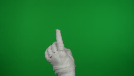 mummified hand gestures on green screen
