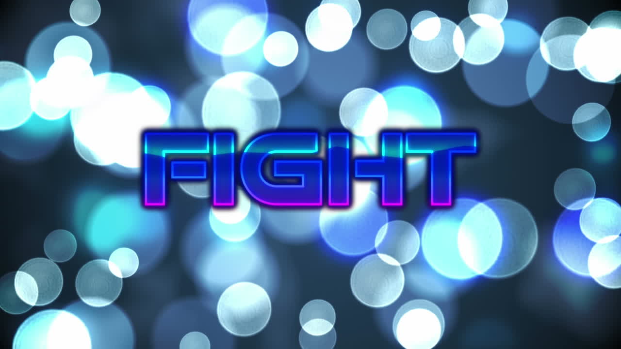 스포트 라이트 위에서 싸우는 네온 텍스트의 애니메이션