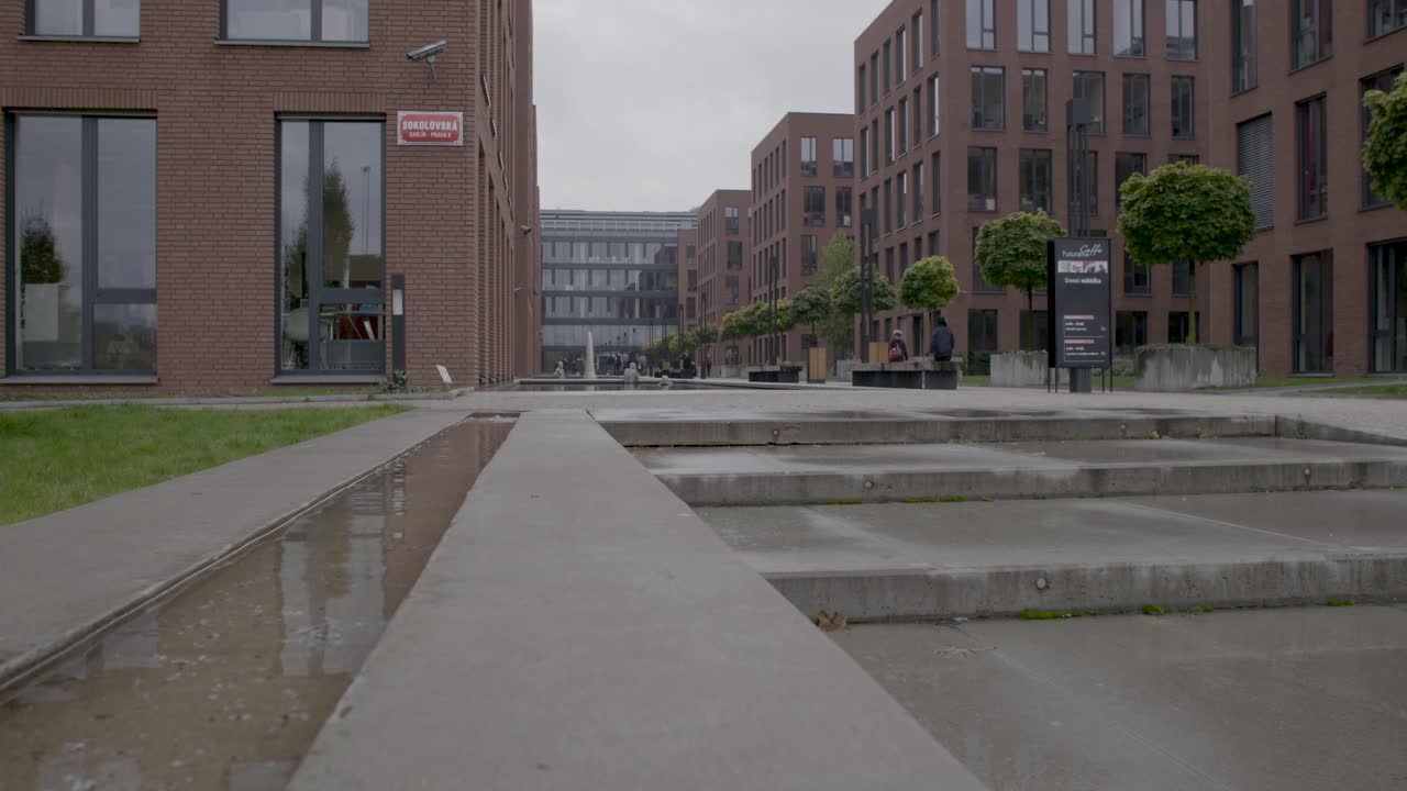 Modern Office Buildings Courtyard