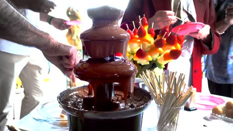 raining chocolate fountain