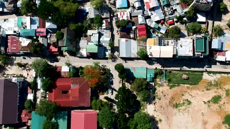 Aerial-top-down-of-crossroads-in-El-Nido-Town,-Palawan,-Philippines