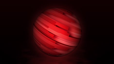 abstract animation of a red glowing and turning sphere textured with horizontally moving lines