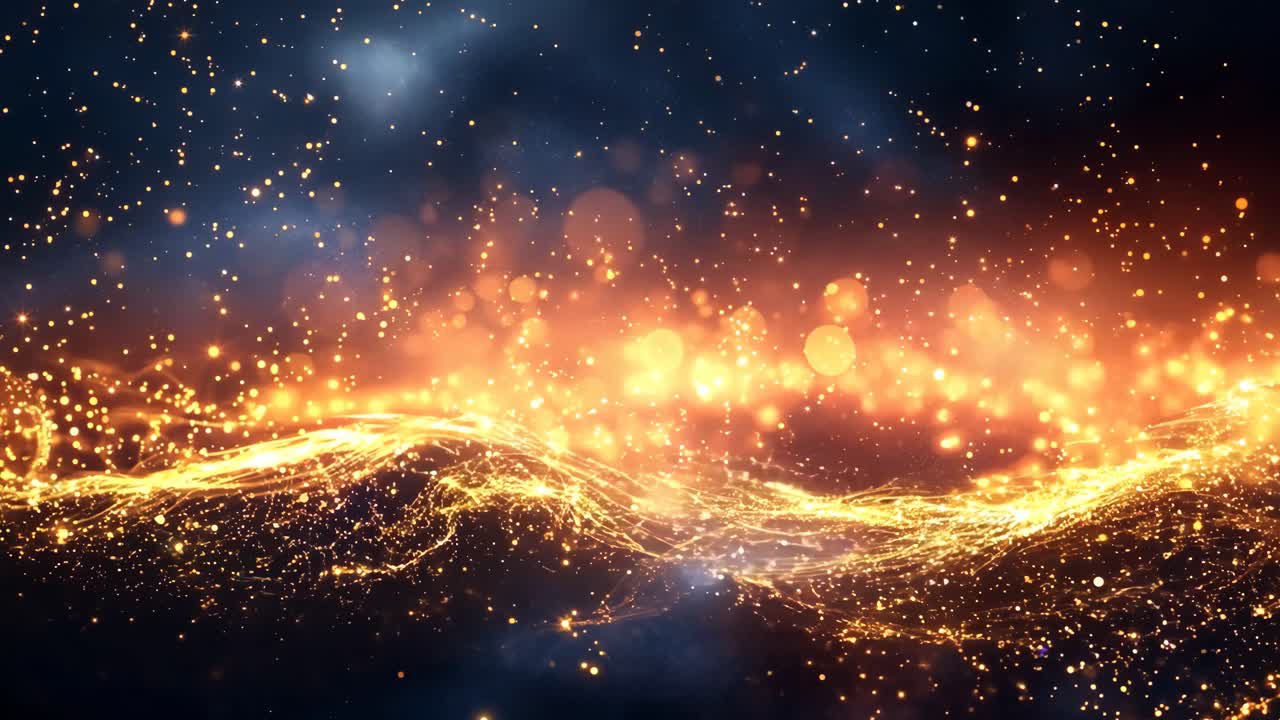 A blurry image of a starry night sky with a lot of glitter. The glitter is scattered all over the sky, giving it a dreamy and ethereal feel. Concept of wonder and awe