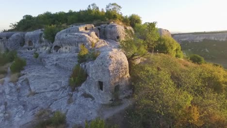 aerial view of ancient cave dwellings