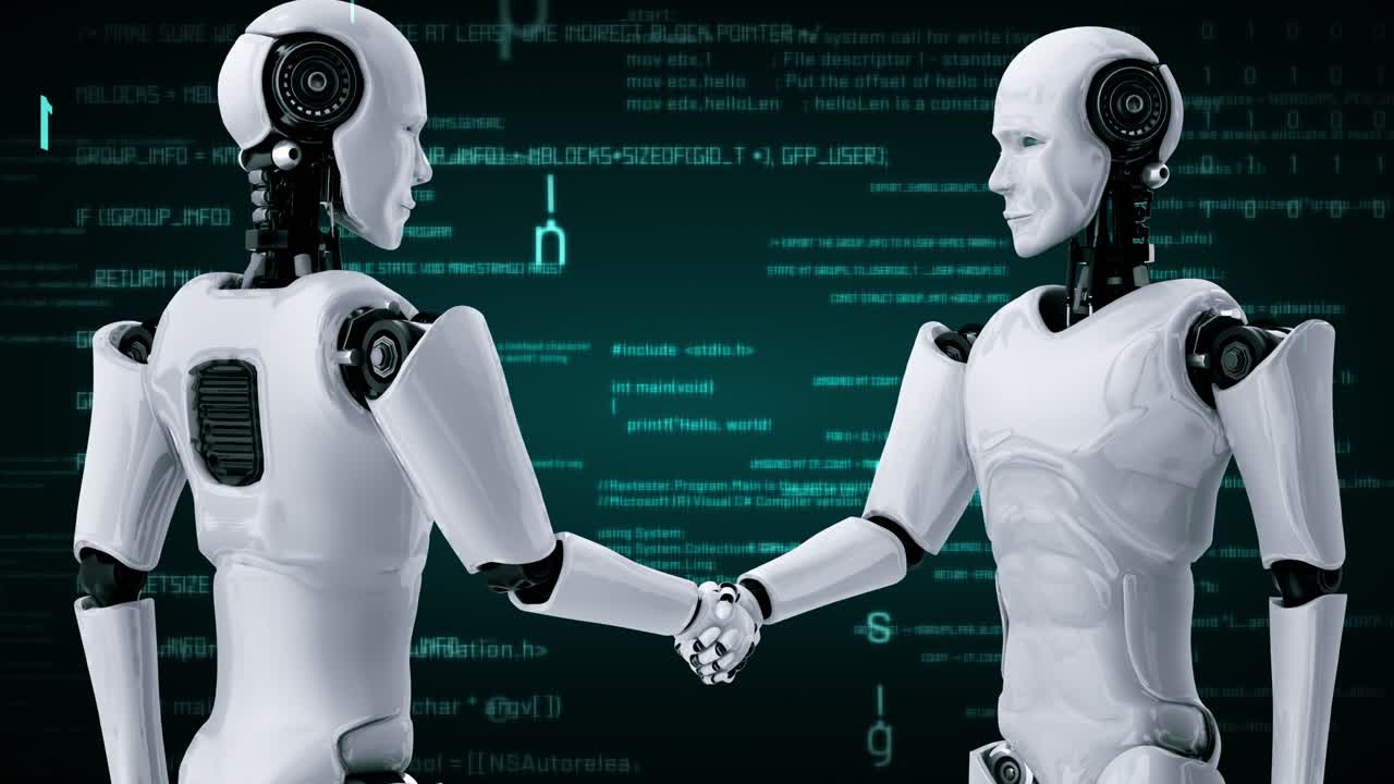 Futuristic robot artificial intelligence huminoid AI programming coding