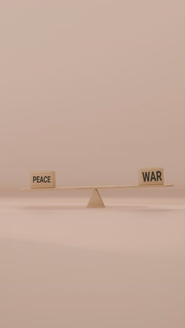 veritcal video of peace and war balancing on seesaw