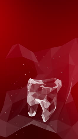 3d tooth icon in low poly style. abstract dental animation of lines and triangles. looped motion graphics. vertical video.