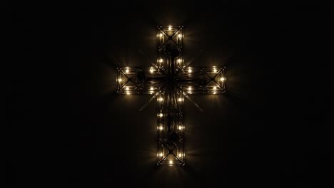 illuminated cross displaying radiant light effects against a dark background, symbolizing faith and spirituality with a modern artistic touch