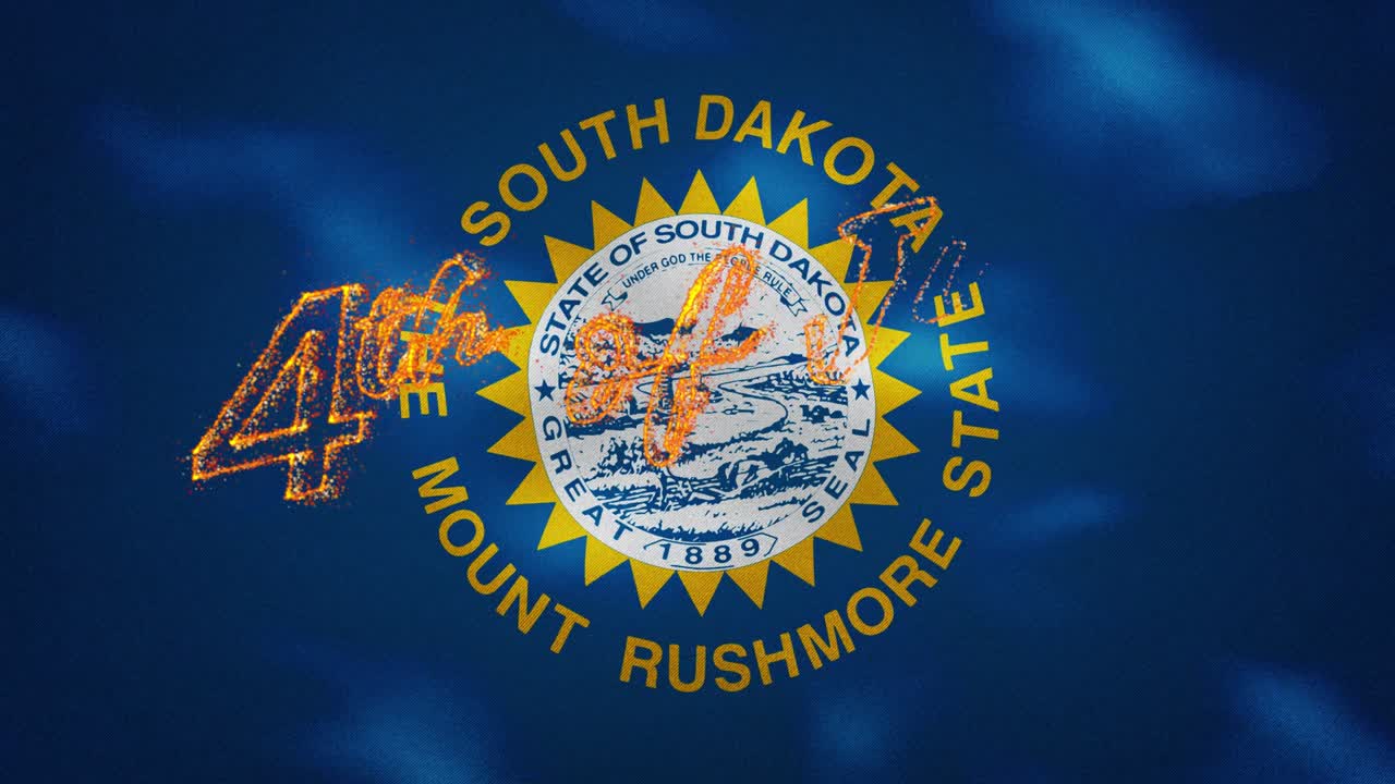 사우스 다코타 발 배경: 7월 4일 화재 글자, 루프