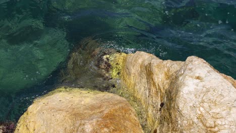 waves hitting rocks in sorrento, italy