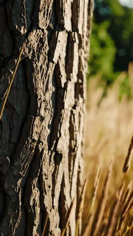 close-up of a tree trunk and grass