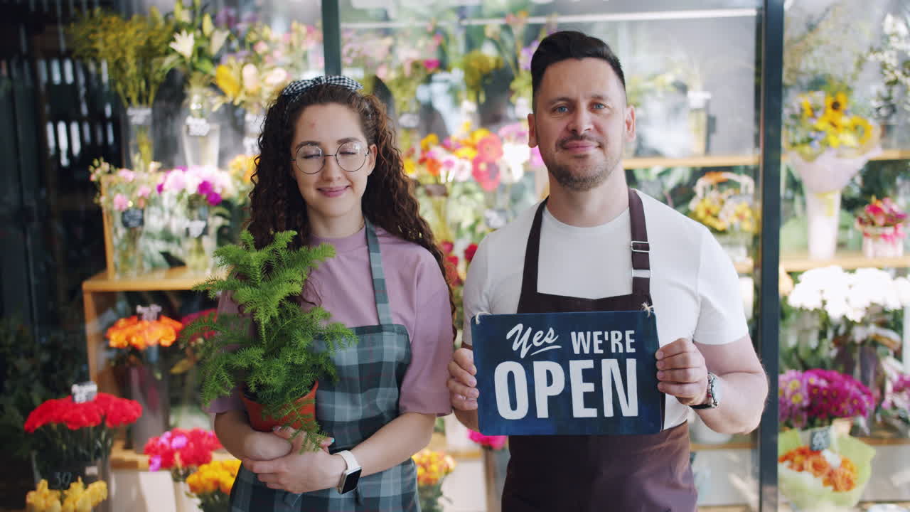 Friendly Florist Staff Welcoming Customers