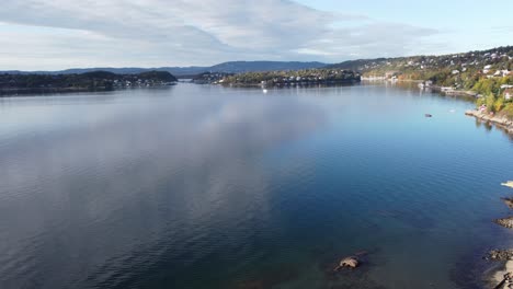 aerial view of the oslo fjord with a norwegian beach in a neighborhood of oslo