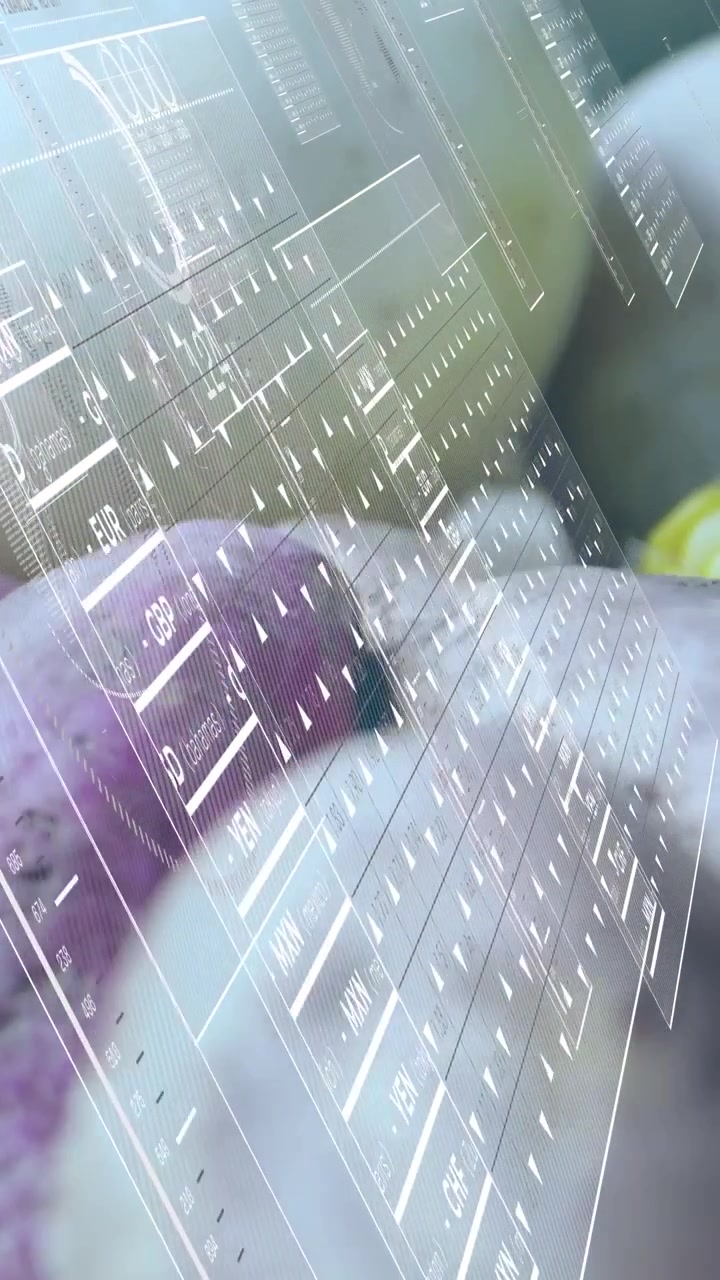 Vertical video: Holographic grid appearing, fingertip sliding across clear FX grid showing rates