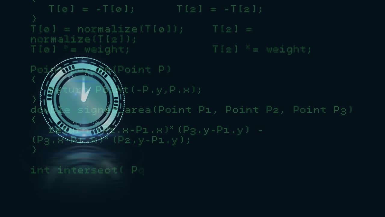 animación de un reloj que se mueve rápido sobre el procesamiento de datos digitales