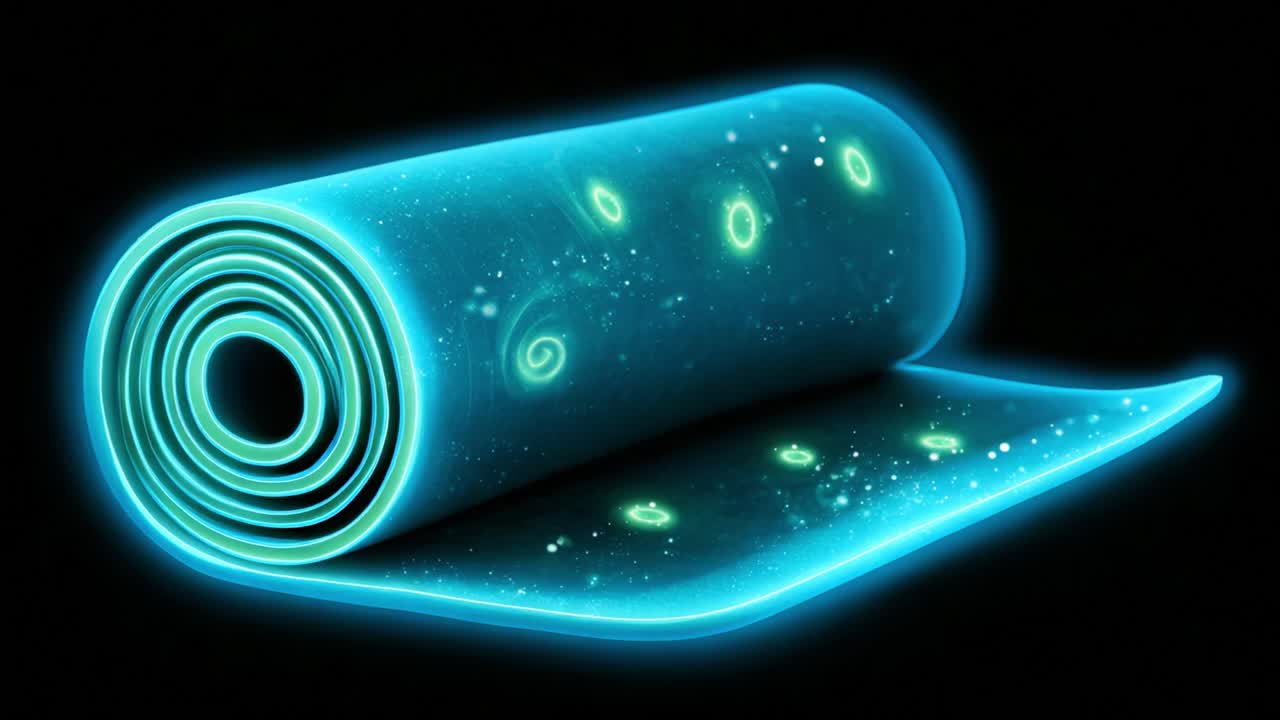 A Glowing Cosmic Roll: Illuminated Space Representation Unveils a Mystical Journey Through Galaxies and Universal Wonders in a Vibrant, Ethereal Format