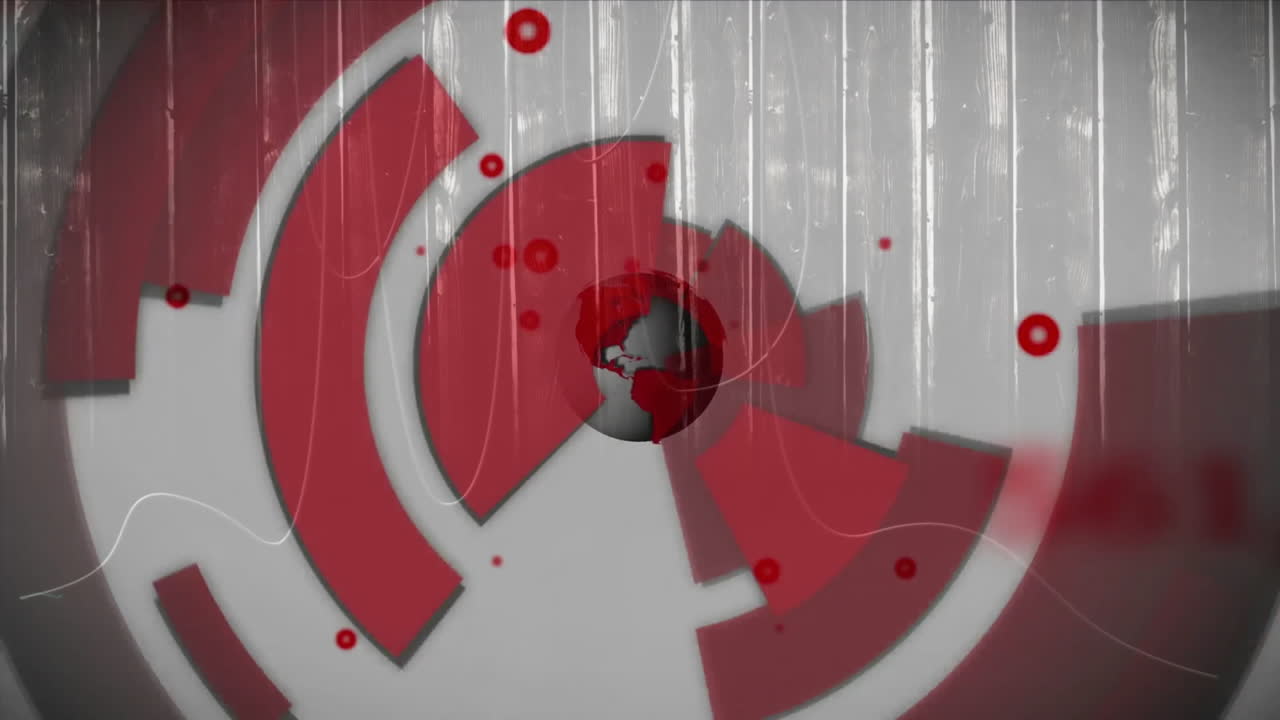 회색 배경에서 지구상에서 모양의 애니메이션과 데이터 처리가