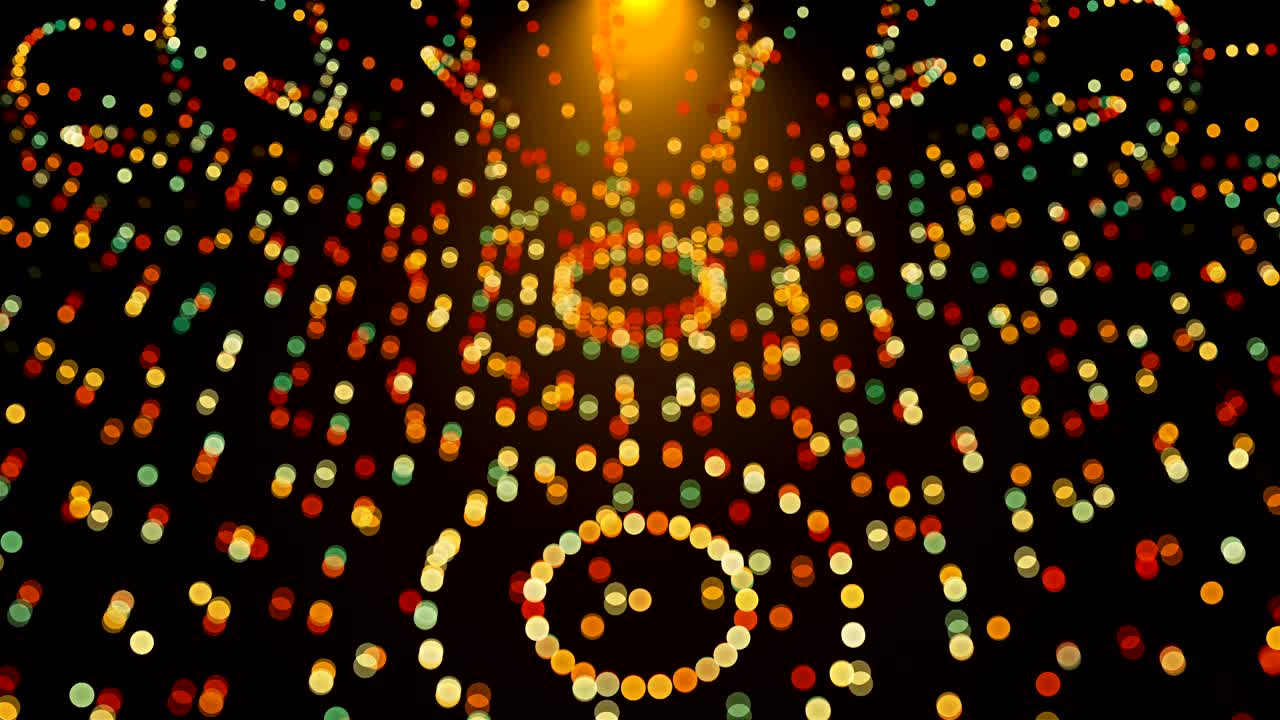 Digital bright circles in ball shape in black space - modern abstraction, computer generated background, 3D render