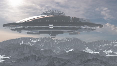 ufo over snowy mountains