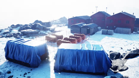 antarctica station under summer sun