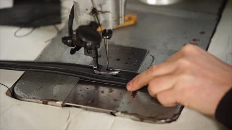sewing leather with a vintage sewing machine