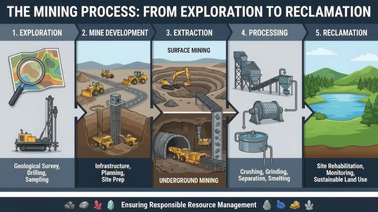 Mining Exploration to Reclamation Process | Premium Stock Video Footage