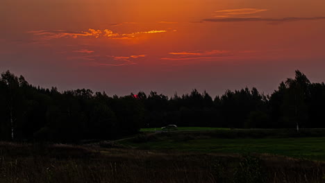 sunrise above vibrant rural landscape, fusion time lapse