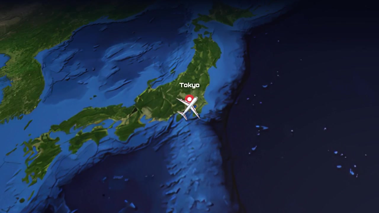 太平洋上を東京からシカゴへ、3D地球儀上を飛ぶデジタル飛行機