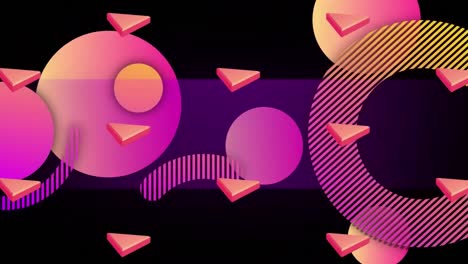 animation of colourful shapes repeated on black background