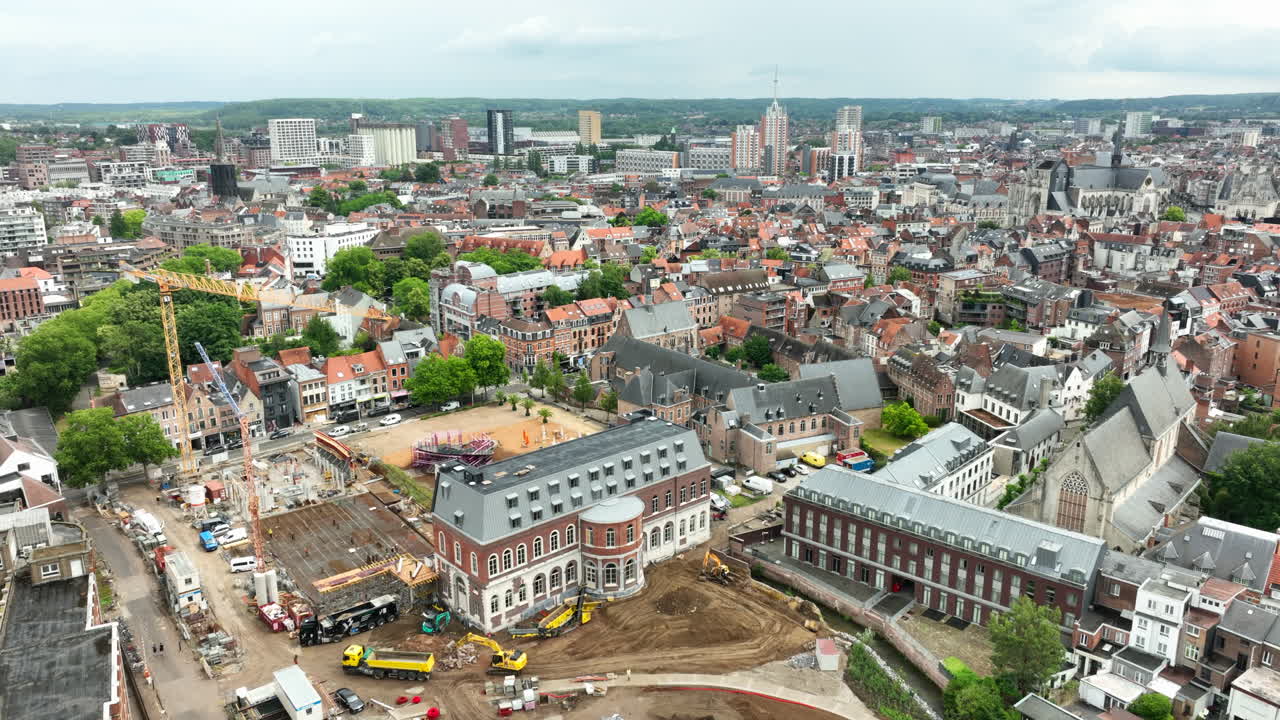Hertogensite Leuven Cityscape - Construction Site in Belgium AERIAL